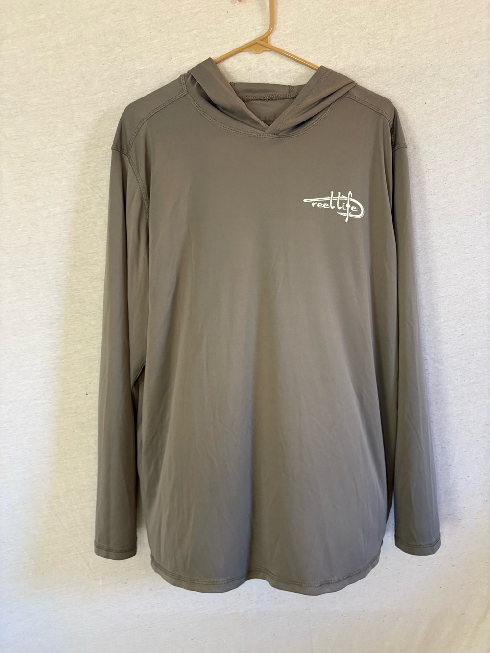 Reel Life Men’s Large Gray Performance Fishing Sun Hoodie American Flag